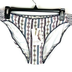 Jessica Simpson Women’s White Multi Side Shirred Bikini Bottom Size XL